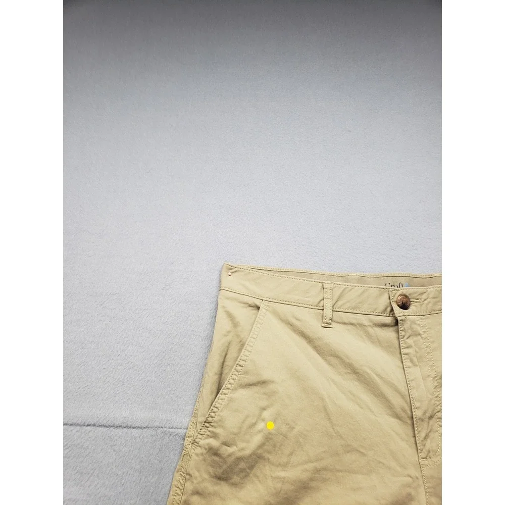 Croft & Barrow Men Short 34 Beige Chino Flat Front Stretch Slash Pockets Classic